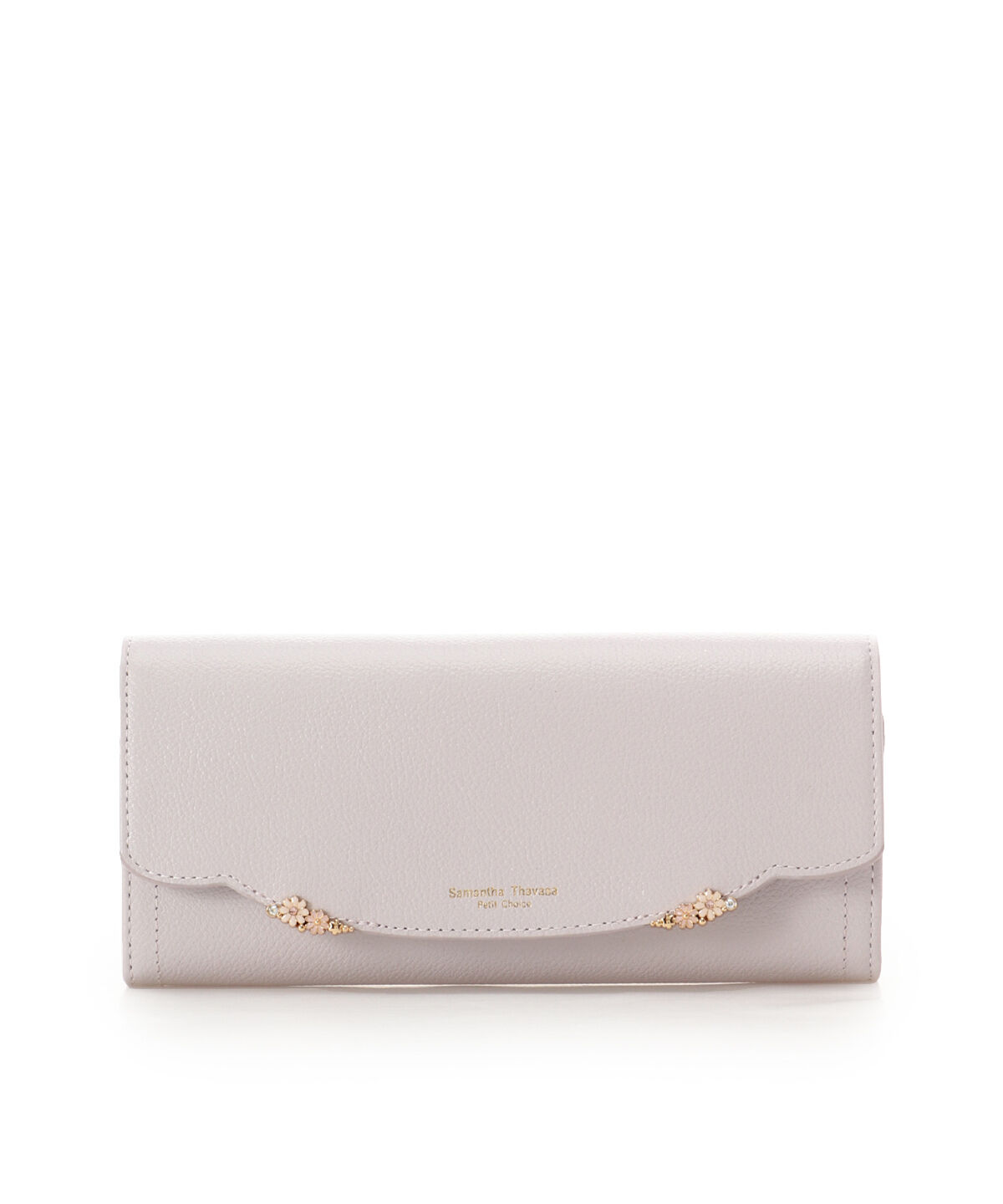 Samantha Thavasa Petit Choice「サイドフラワー 長財布」|コインケース|グレージュ