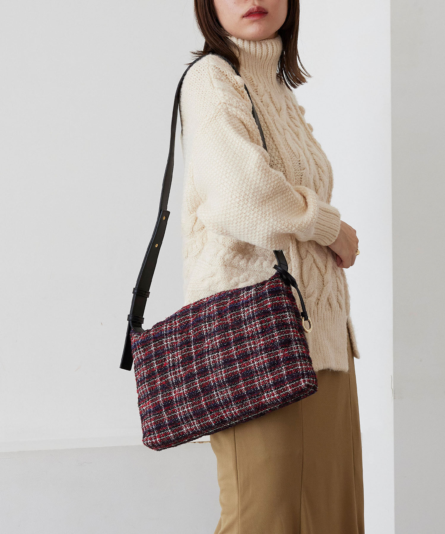 TOPKAPI TREASURE「【TREASURE TOPKAPI】キルティング ツイード ショルダーバッグ」|ショルダー・メッセンジャー|レッド