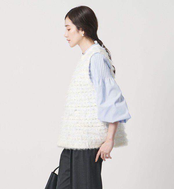 UNITED ARROWS「ミックスヤーン ペプラム ベスト」|ベスト・ジレ|OFF WHITE