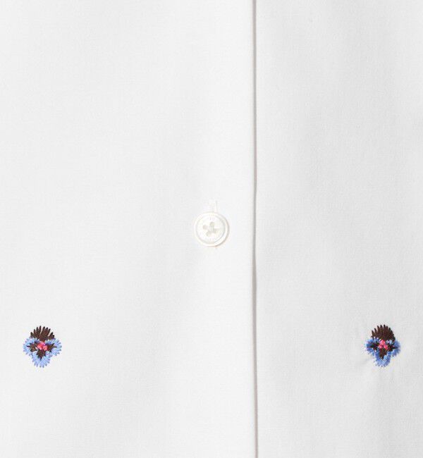 UNITED ARROWS「エンブロイダリーフラワー バンドカラー シャツ」|シャツ・ブラウス|