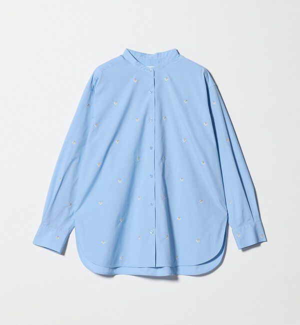 UNITED ARROWS「エンブロイダリーフラワー バンドカラー シャツ」|シャツ・ブラウス|