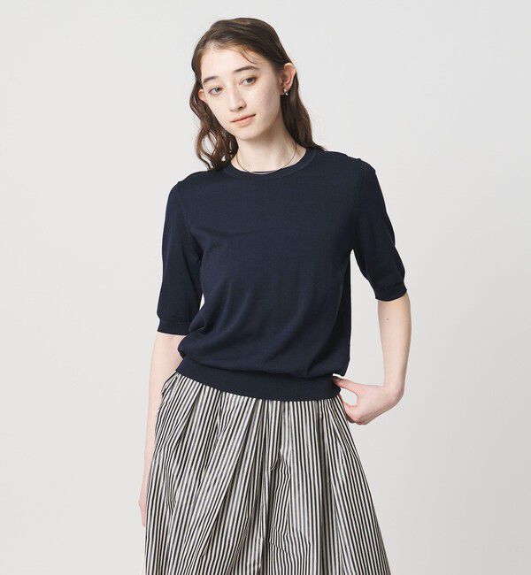 UNITED ARROWS「18G ハーフスリーブ クルーネックニット ‐ウォッシャブル‐」|ニット・セーター|