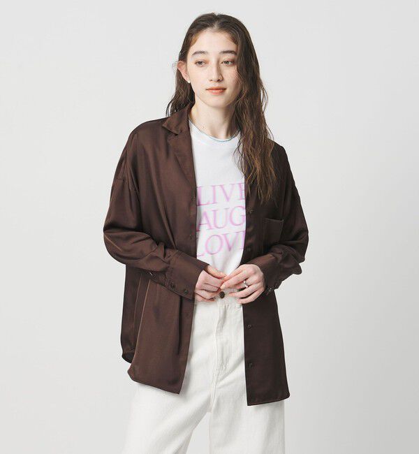 UNITED ARROWS「シルクライク オープンカラー シャツ」|シャツ・ブラウス|