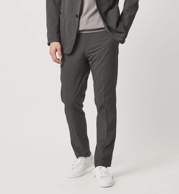 UNITED ARROWS「ドビー ノープリーツ テーパード パンツ UA COZY　ウォッシャブル　タテヨコストレッチ　防しわ　撥水」|スラックス|
