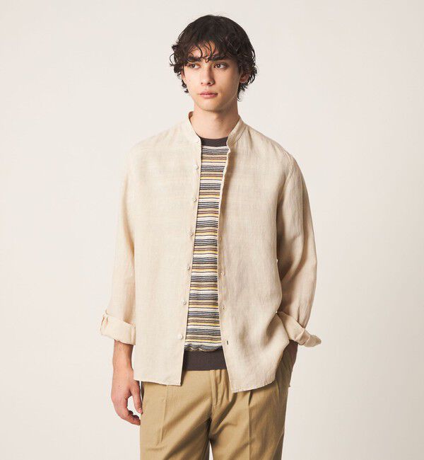 UNITED ARROWS「LIBECO リネン バンドカラー シャツ」|シャツ・ブラウス|NATURAL