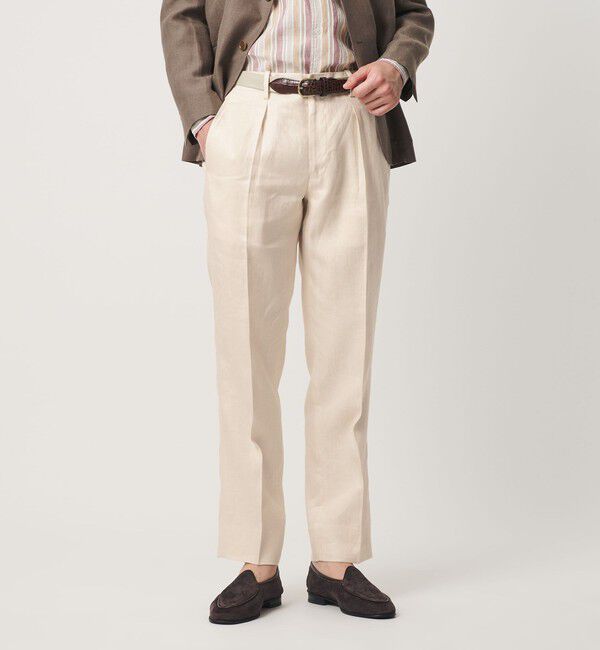 UNITED ARROWS「リネン ツイル １プリーツ リラックス テーパード イージースラックス」|スラックス|