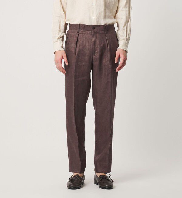 UNITED ARROWS「リネン ツイル １プリーツ リラックス テーパード イージースラックス」|スラックス|