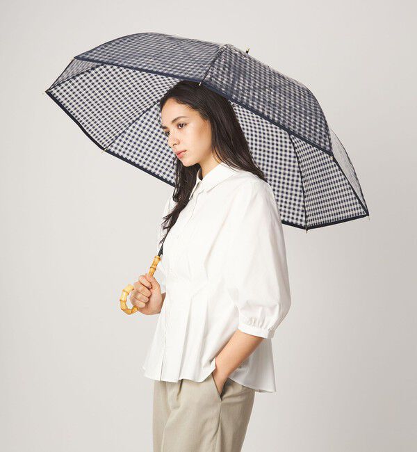 UNITED ARROWS green label relaxing「チェック ビニール アンブレラ / 雨傘 / レイン」|傘|NAVY