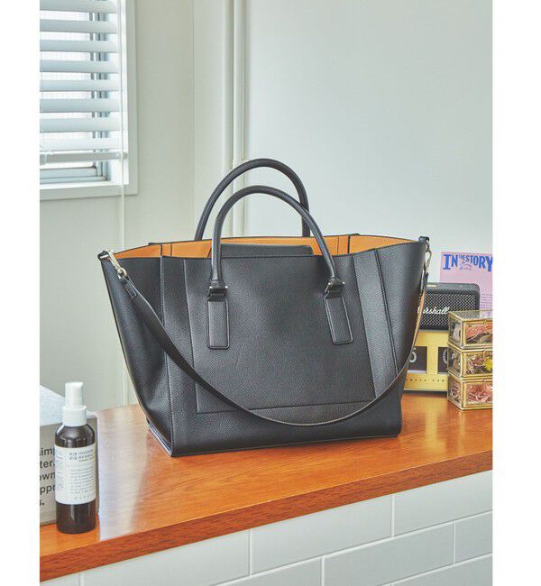 UNITED ARROWS green label relaxing「【WEB限定】トラペーズ ワイドベルト トートバッグ / A4 / 通勤」|トートバッグ|BLACK