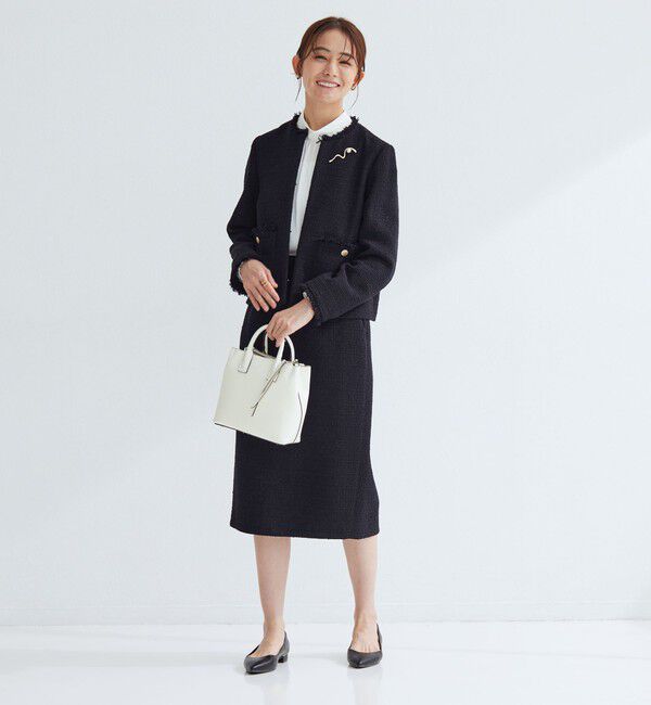 UNITED ARROWS green label relaxing「ツイードライク ノーカラー ジャケット」|ノーカラージャケット|