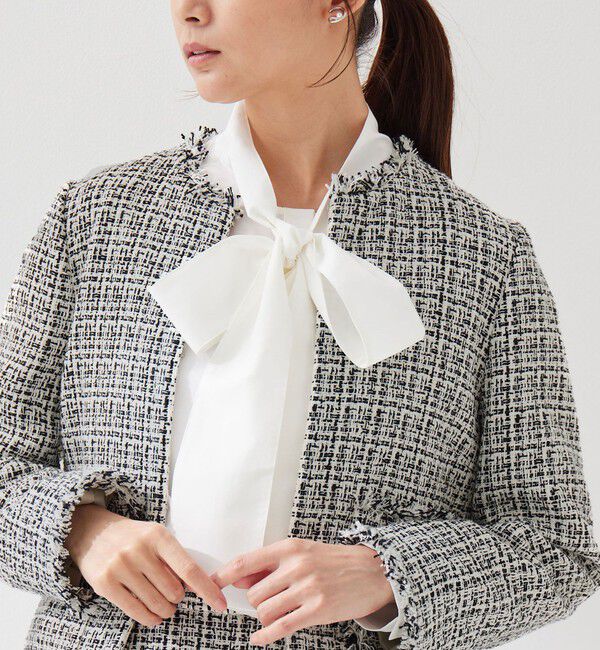 UNITED ARROWS green label relaxing「ツイードライク ノーカラー ジャケット」|ノーカラージャケット|