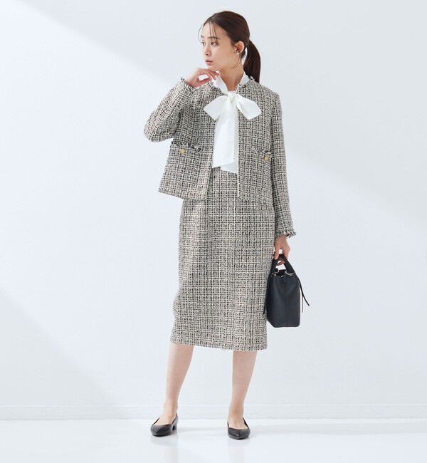 UNITED ARROWS green label relaxing「ツイードライク ノーカラー ジャケット」|ノーカラージャケット|