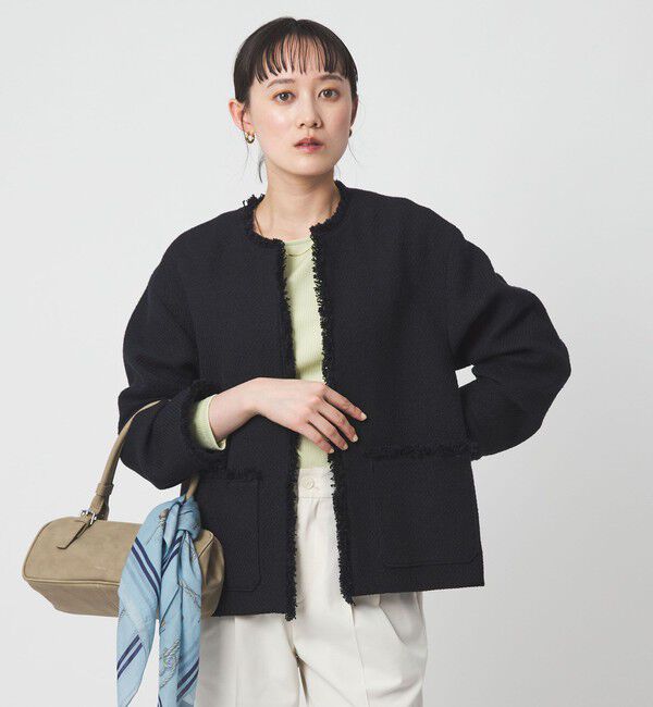 UNITED ARROWS green label relaxing「［size SHORTあり］ミックス ツイードライク ポケット ノーカラー ジャケット」|ノーカラージャケット|