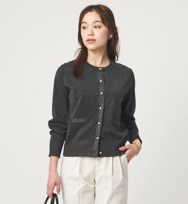 UNITED ARROWS green label relaxing「ラメ クルーネック ニット カーディガン」|カーディガン|