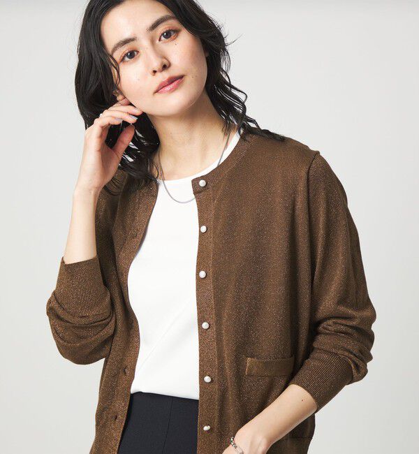 UNITED ARROWS green label relaxing「ラメ クルーネック ニット カーディガン」|カーディガン|