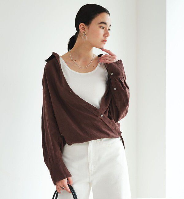 UNITED ARROWS green label relaxing「【結論シリーズ】リネン2WAYシャツ［size SHORTあり］」|シャツ・ブラウス|MD.BROWN
