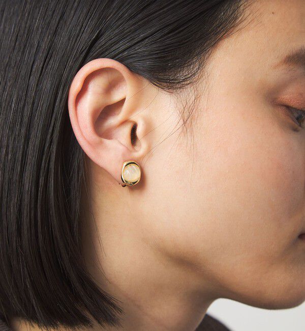 UNITED ARROWS green label relaxing「オーバルマーブル＆メタルフレーム イヤリング」|ピアス|