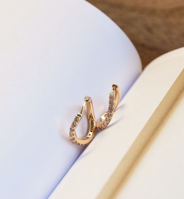 UNITED ARROWS green label relaxing「【WEB限定】パヴェ フープピアス」|ピアス|GOLD
