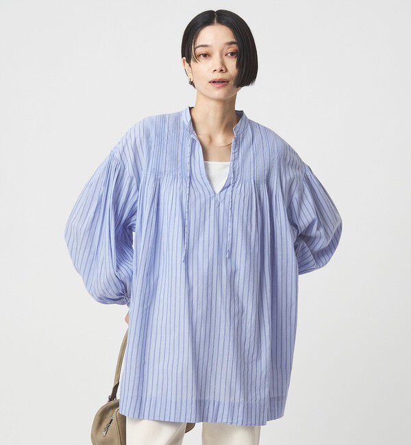 UNITED ARROWS green label relaxing「ボリュームスリーブ ピンタック ブラウス」|シャツ・ブラウス|LT.BLUE