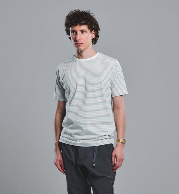 UNITED ARROWS green label relaxing「LONG FIBER COTTON ボーダー クルーネック 半袖 Tシャツ」|Tシャツ・カットソー|WHITE