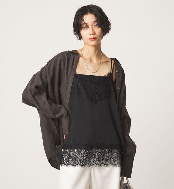 UNITED ARROWS green label relaxing「レース Vネック キャミソール」|キャミソール|BLACK