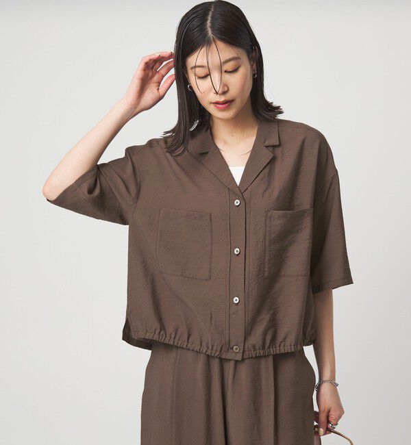 UNITED ARROWS green label relaxing「【WEB限定】＜at ease＞ポケット オープンカラー シャツ」|シャツ・ブラウス|DK.BROWN
