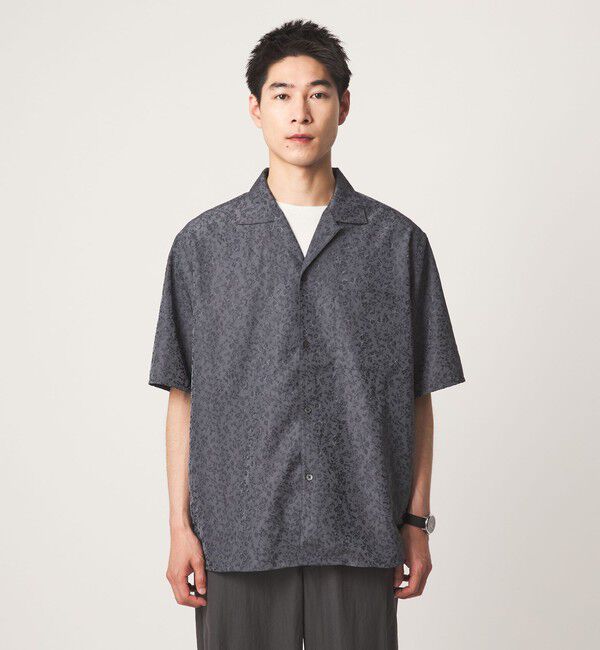 UNITED ARROWS green label relaxing「リネンライク ジャガード オープンカラー 半袖 シャツ」|シャツ・ブラウス|