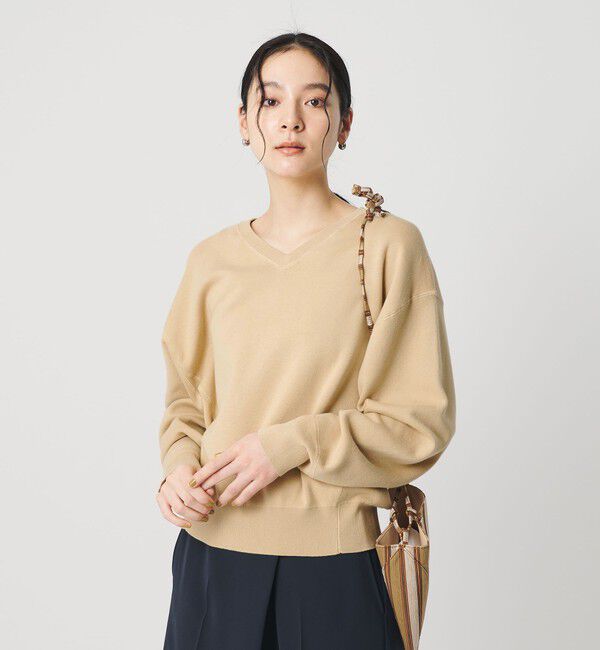 BEAUTY&YOUTH UNITED ARROWS「ソフトコットン Vネック スムース ニットプルオーバー ウォッシャブル」|ニット・セーター|NATURAL