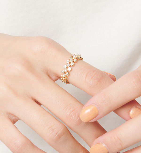 BEAUTY&YOUTH UNITED ARROWS「プレイド パールモチーフ&times;ビジュー リング」|リング|GOLD