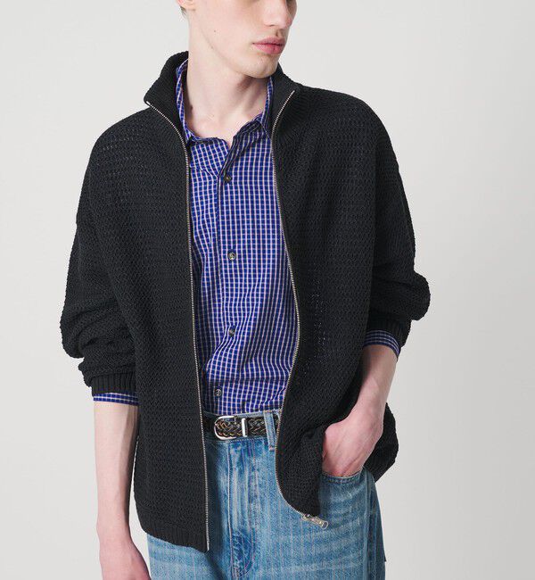 MONKEY TIME「リネン ドライバーズ ニット」|カーディガン|