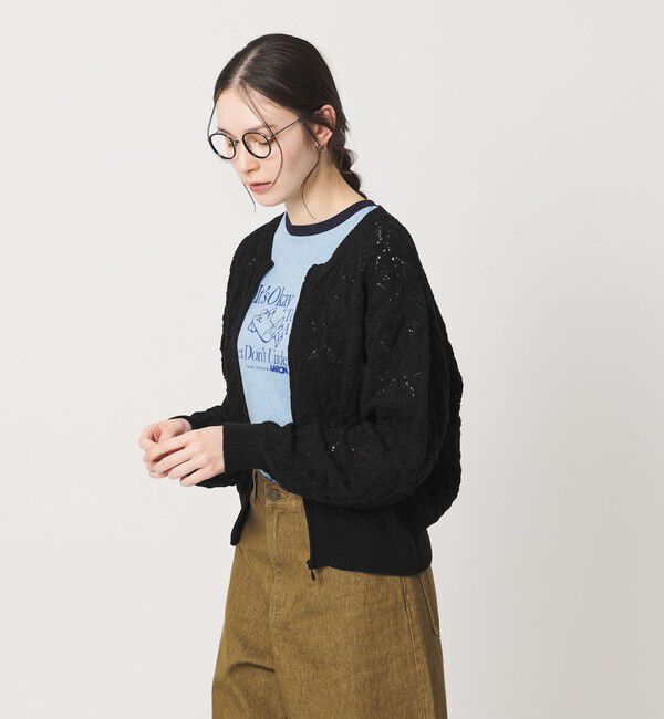 BEAUTY&YOUTH UNITED ARROWS「【WEB限定 Wardrobe DAILY MINIMAL】レース ジップカーディガン ウォッシャブル」|カーディガン|