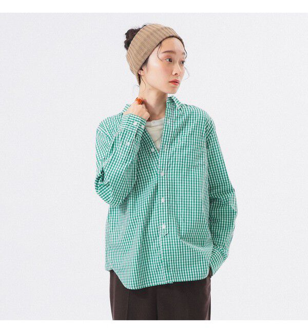 BEAMSBOY「100/2 ギンガムチェック ボタンダウン シャツ ＜定番 / オフィスカジュアル＞」|シャツ・ブラウス|GREEN