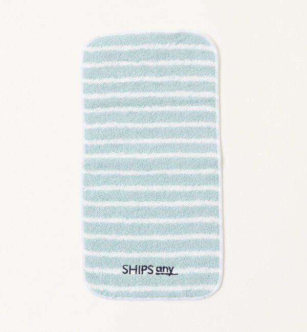 SHIPS any「SHIPS any: 今治 パイル生地 ボーダー ハンドタオル」|ハンカチ|ライトブルー