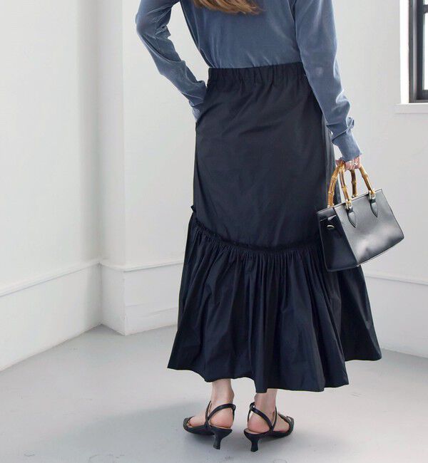 quaranciel「quaranciel:〈洗濯機可能〉ソリッド タフタ スカート」|フレア|