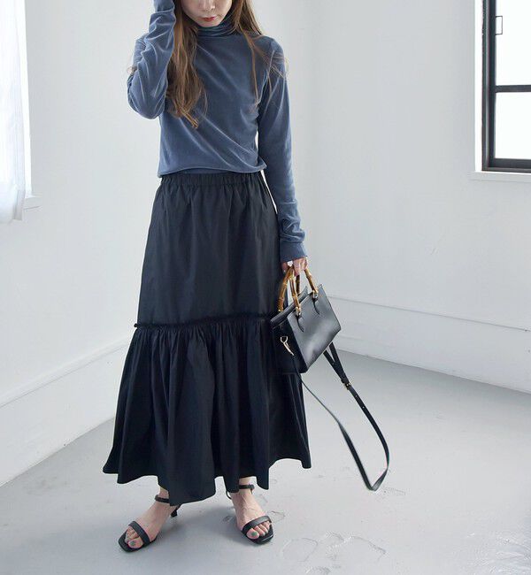 quaranciel「quaranciel:〈洗濯機可能〉ソリッド タフタ スカート」|フレア|