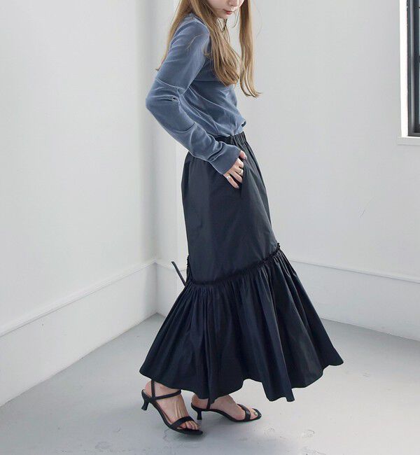 quaranciel「quaranciel:〈洗濯機可能〉ソリッド タフタ スカート」|フレア|