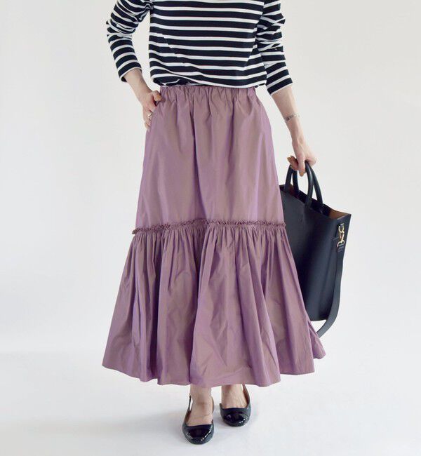 quaranciel「quaranciel:〈洗濯機可能〉ソリッド タフタ スカート」|フレア|