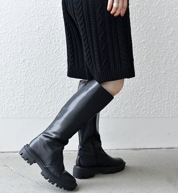 SHIPS any「【SHIPS any別注】eblouna: トラックソール ロング ブーツ」|ロングブーツ|