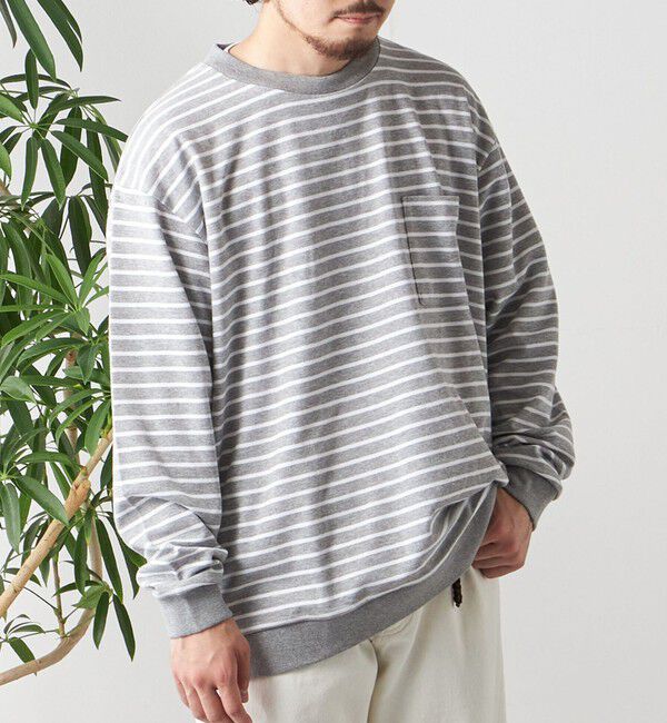 SHIPS any「SHIPS any: ソリッド / ボーダー スウェットライク Tシャツ (ロンT)◇」|Tシャツ・カットソー|グレー