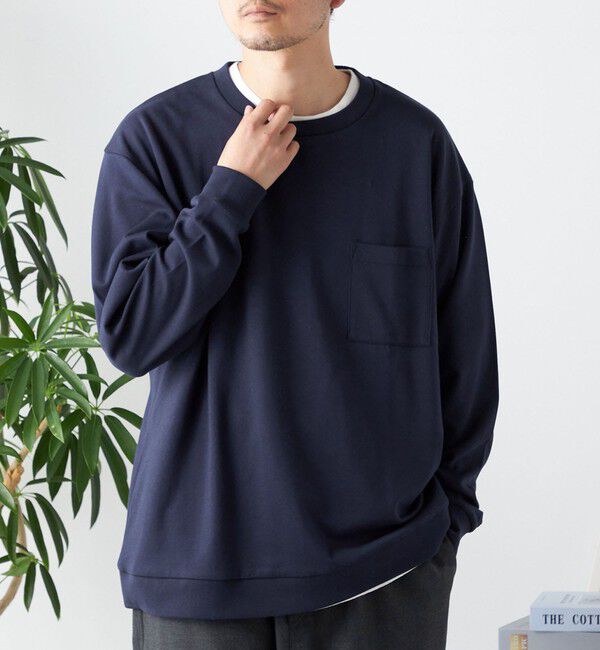 SHIPS any「SHIPS any: ソリッド / ボーダー スウェットライク Tシャツ (ロンT)◇」|Tシャツ・カットソー|ダークブルー