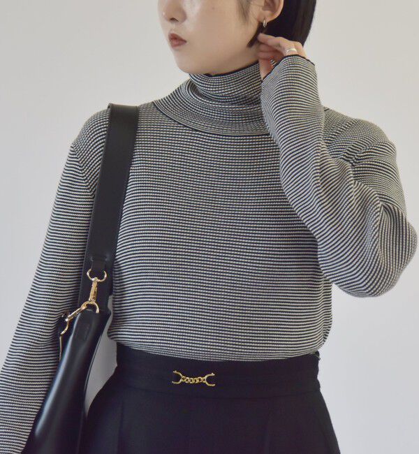 quaranciel「quaranciel:〈手洗い可能〉コットン タートルネック リブ ニット」|ニット・セーター|