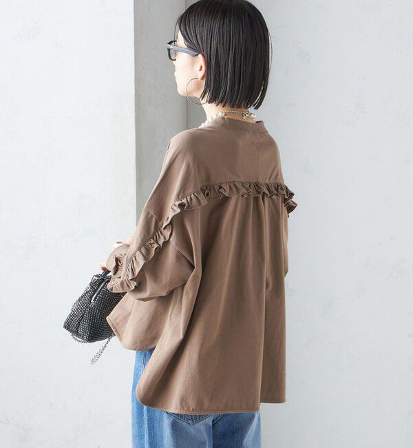 SHIPS for women「〈洗濯機可能〉ロング リブ スリーブ フリル カットソー」|Tシャツ・カットソー|