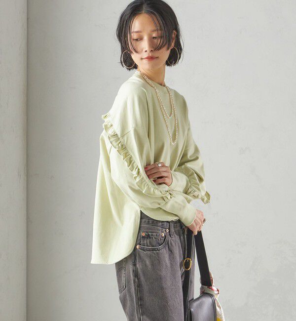 SHIPS for women「〈洗濯機可能〉ロング リブ スリーブ フリル カットソー」|Tシャツ・カットソー|