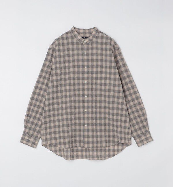 SHIPS「SHIPS: エアー サッカー バンドカラー リラックス 長袖 シャツ〈単色／チェック〉」|シャツ・ブラウス|