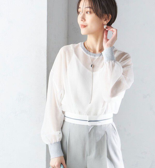 SHIPS for women「〈手洗い可能〉シアー ラメ クルーネック プルオーバー 24SS ◇」|ニット・セーター|オフホワイト