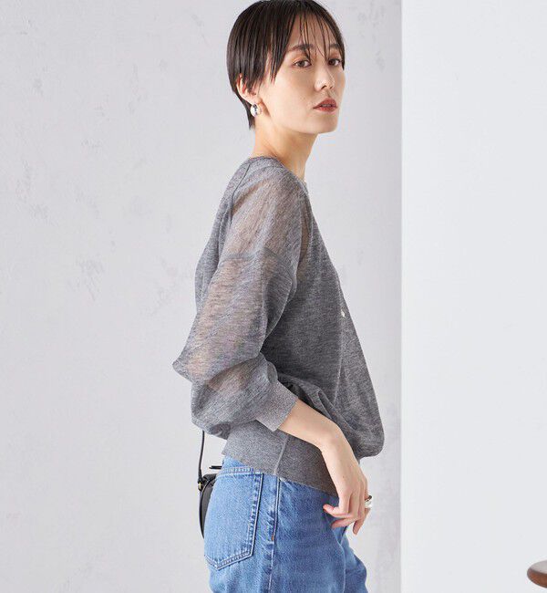 SHIPS for women「〈手洗い可能〉シアー ラメ クルーネック プルオーバー 24SS ◇」|ニット・セーター|
