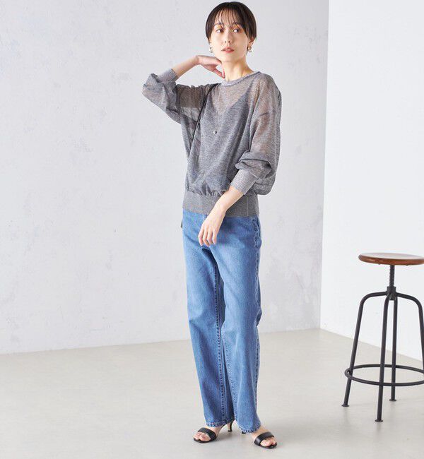 SHIPS for women「〈手洗い可能〉シアー ラメ クルーネック プルオーバー 24SS ◇」|ニット・セーター|