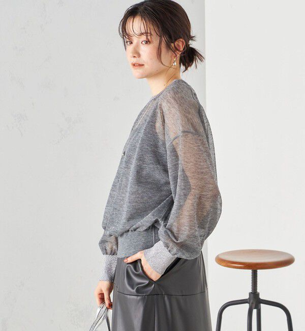 SHIPS for women「〈手洗い可能〉シアー ラメ クルーネック プルオーバー 24SS ◇」|ニット・セーター|