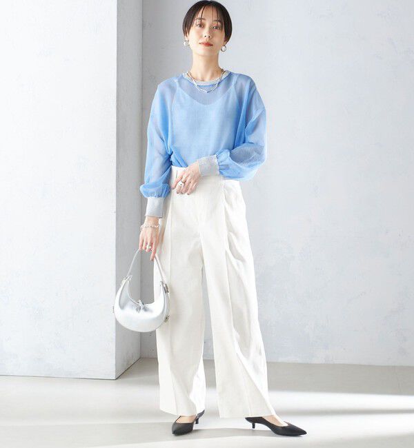 SHIPS for women「〈手洗い可能〉シアー ラメ クルーネック プルオーバー 24SS ◇」|ニット・セーター|