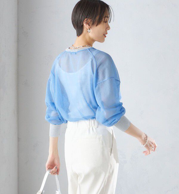 SHIPS for women「〈手洗い可能〉シアー ラメ クルーネック プルオーバー 24SS ◇」|ニット・セーター|